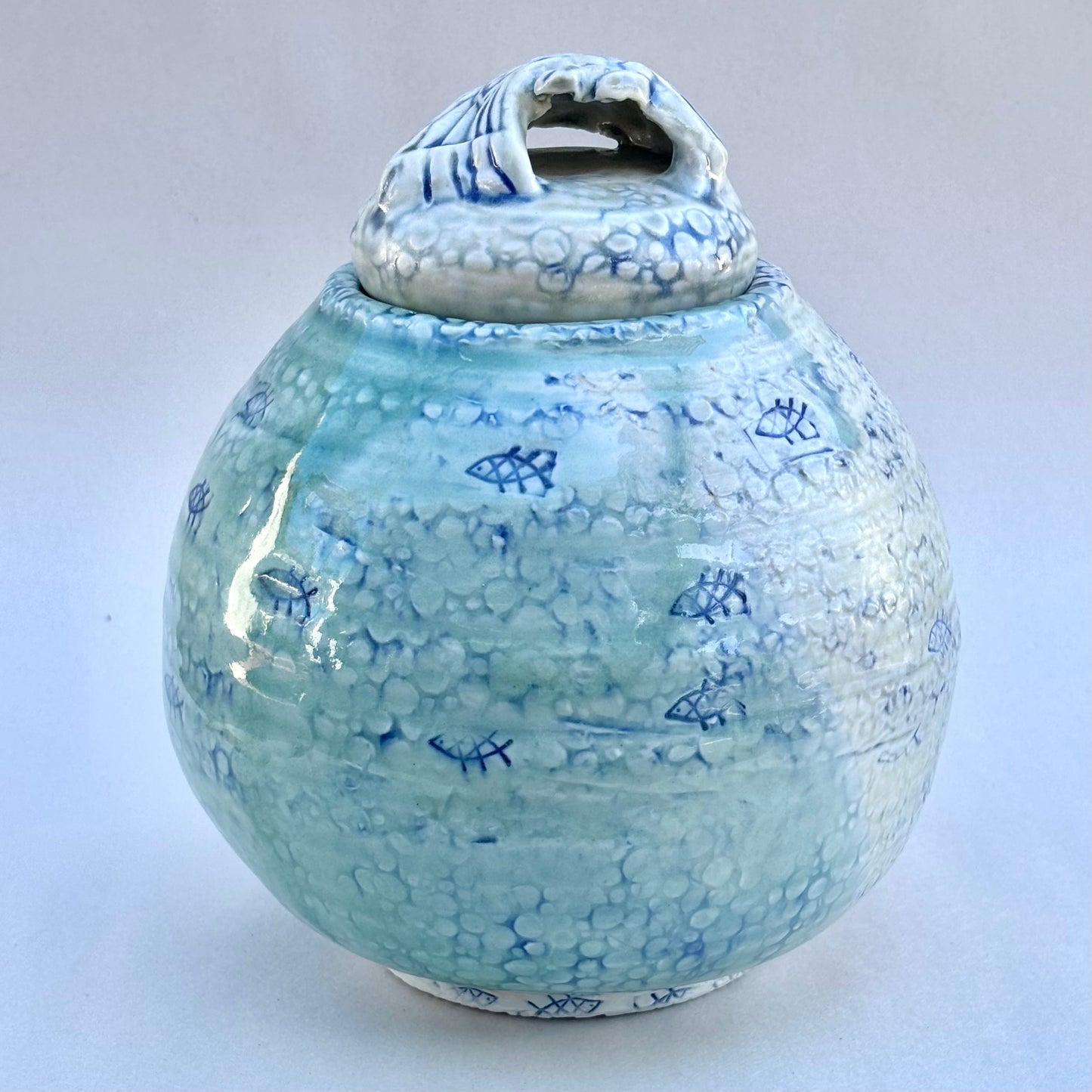 Porcelain Pisces Jars Juls Inventory White Porcelain Seafoam Green : 6.5" x 7.5"