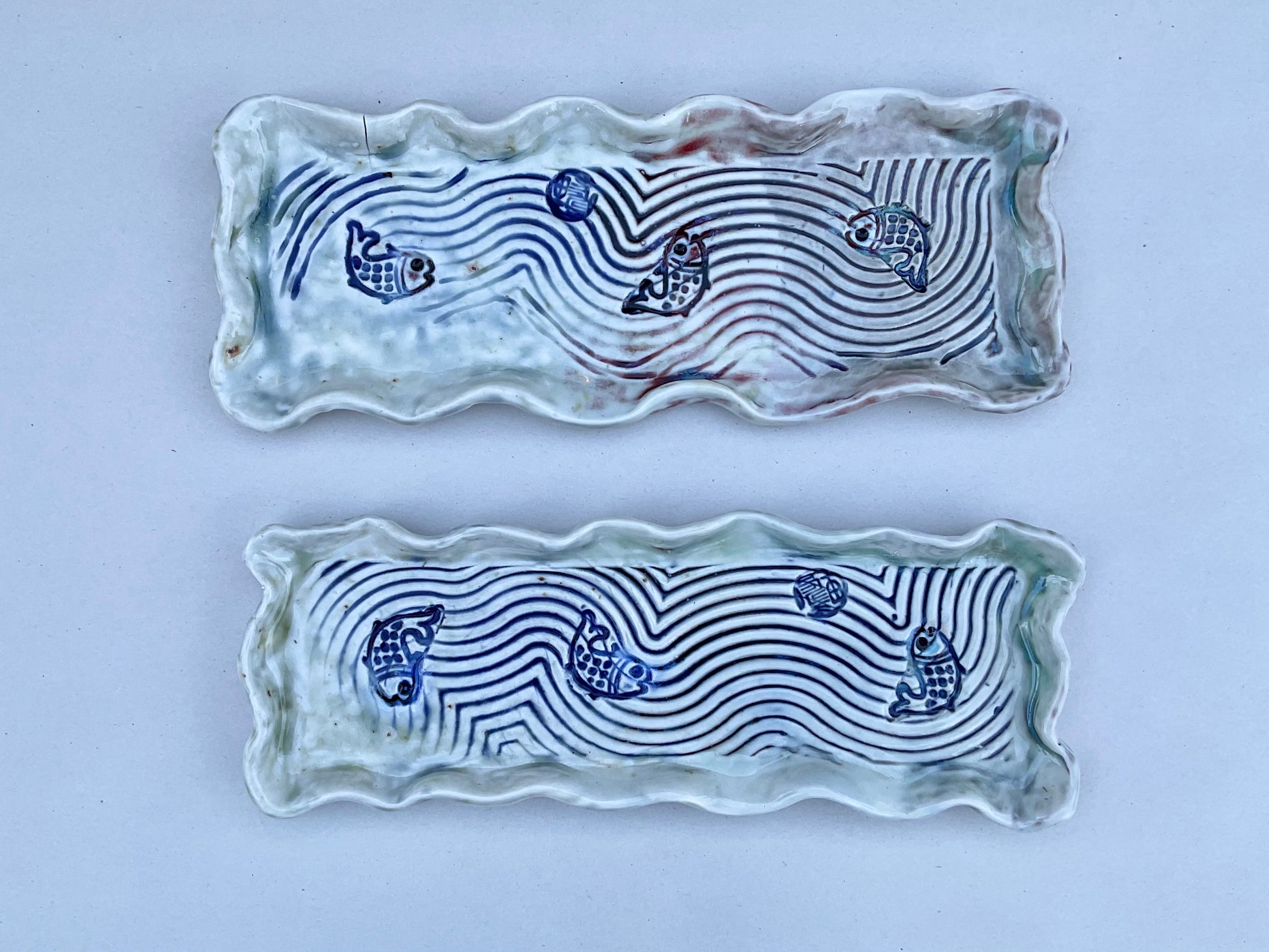 Porcelain "River Fish" Rectangle Dish Juls Inventory