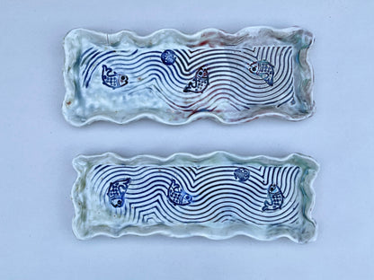 Porcelain "River Fish" Rectangle Dish Juls Inventory