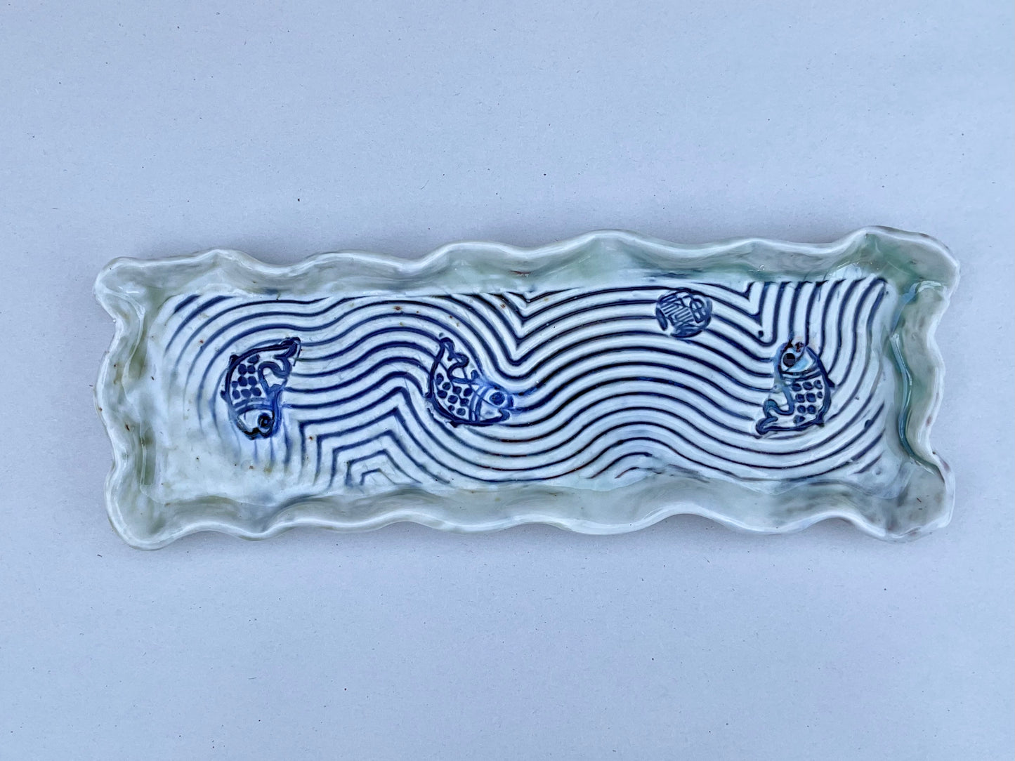 Porcelain "River Fish" Rectangle Dish Juls Inventory