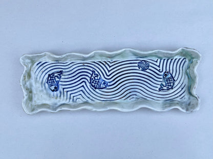 Porcelain "River Fish" Rectangle Dish Juls Inventory