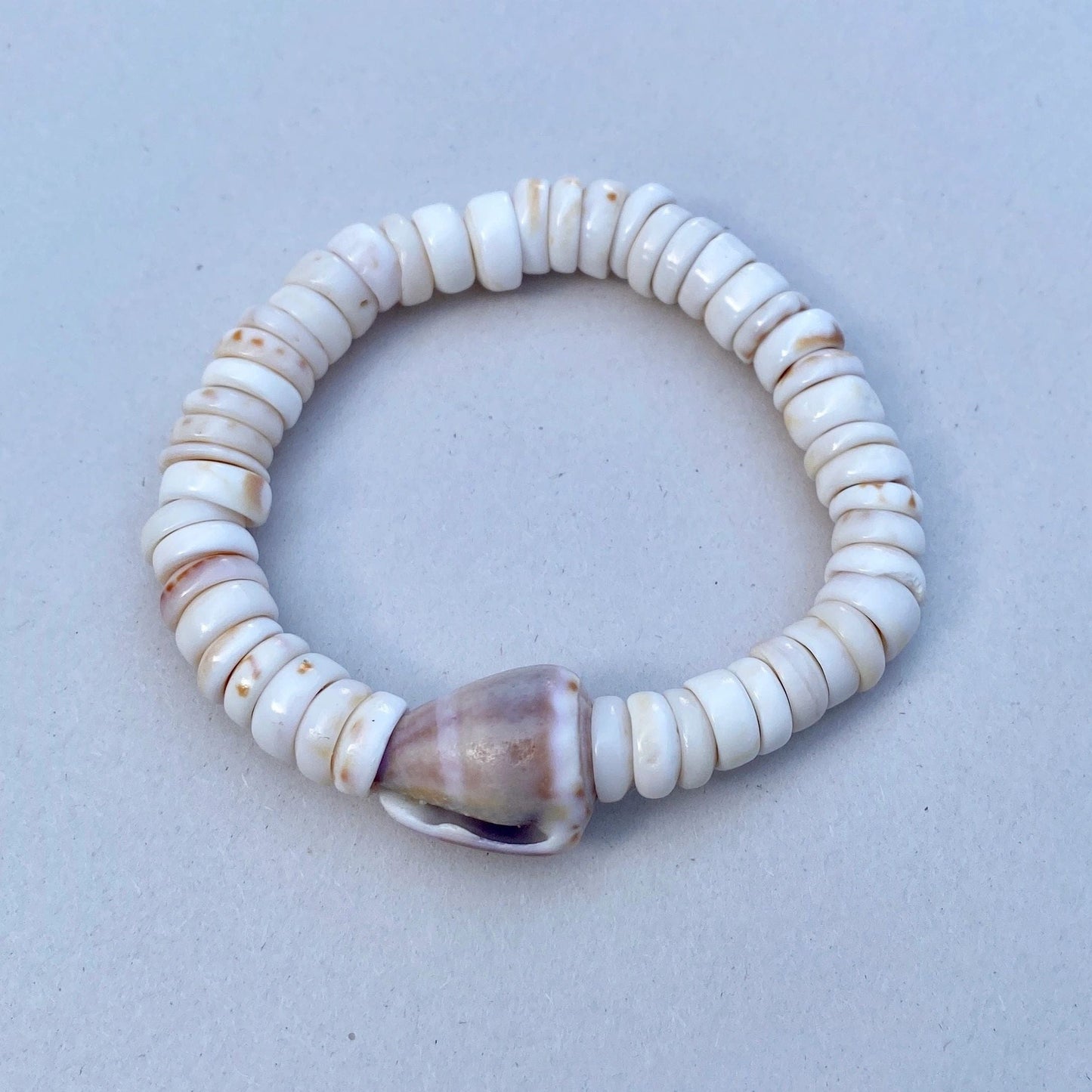 Puka Shell Bracelets - Hand Strung by Nikki Nikki Consignment #3: Puka with Cone Snail Shell