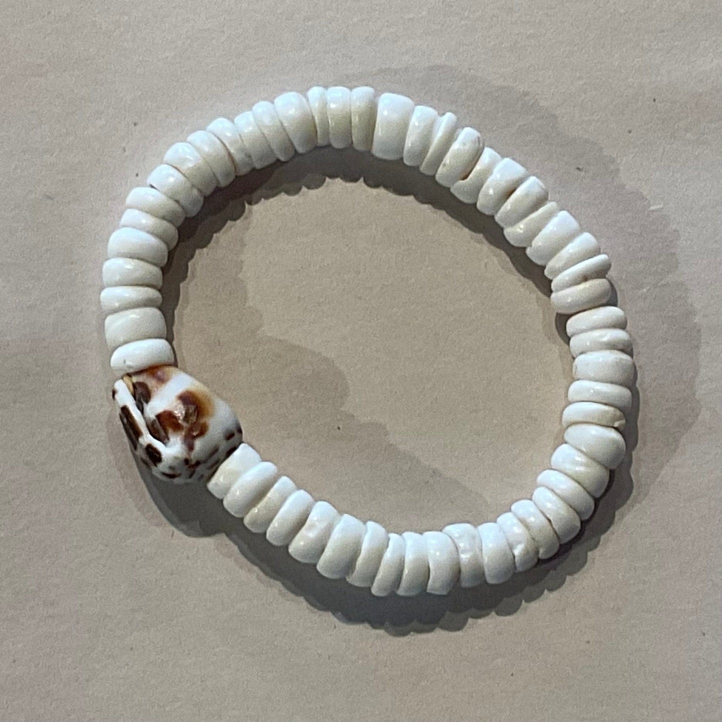 Puka Shell Bracelets - Hand Strung by Nikki Nikki Consignment 7: Puka with Spotted Cone Snail Shell