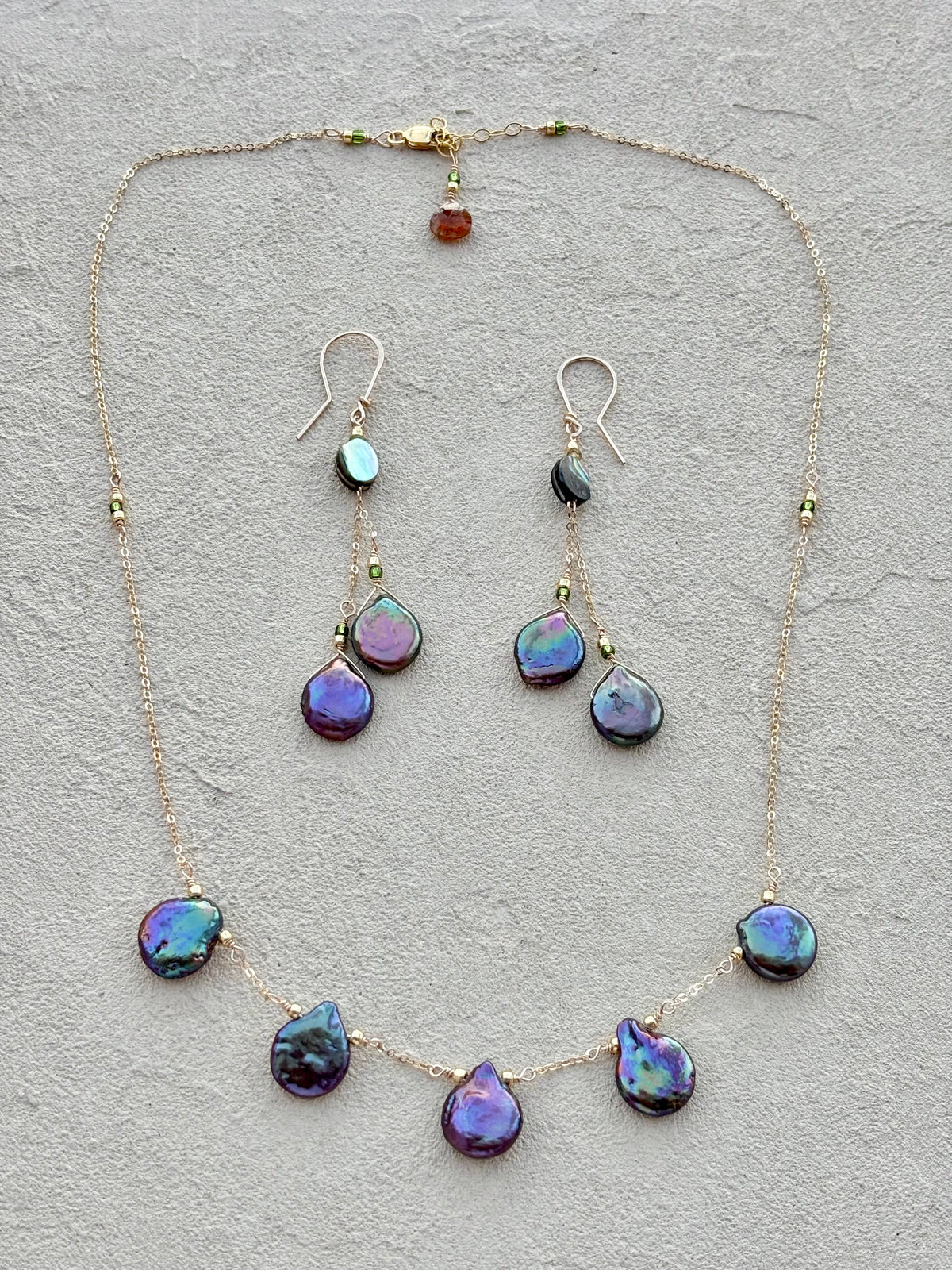 Purple Coin Pearl Earrings and Necklace Set Elise Peters Inventory