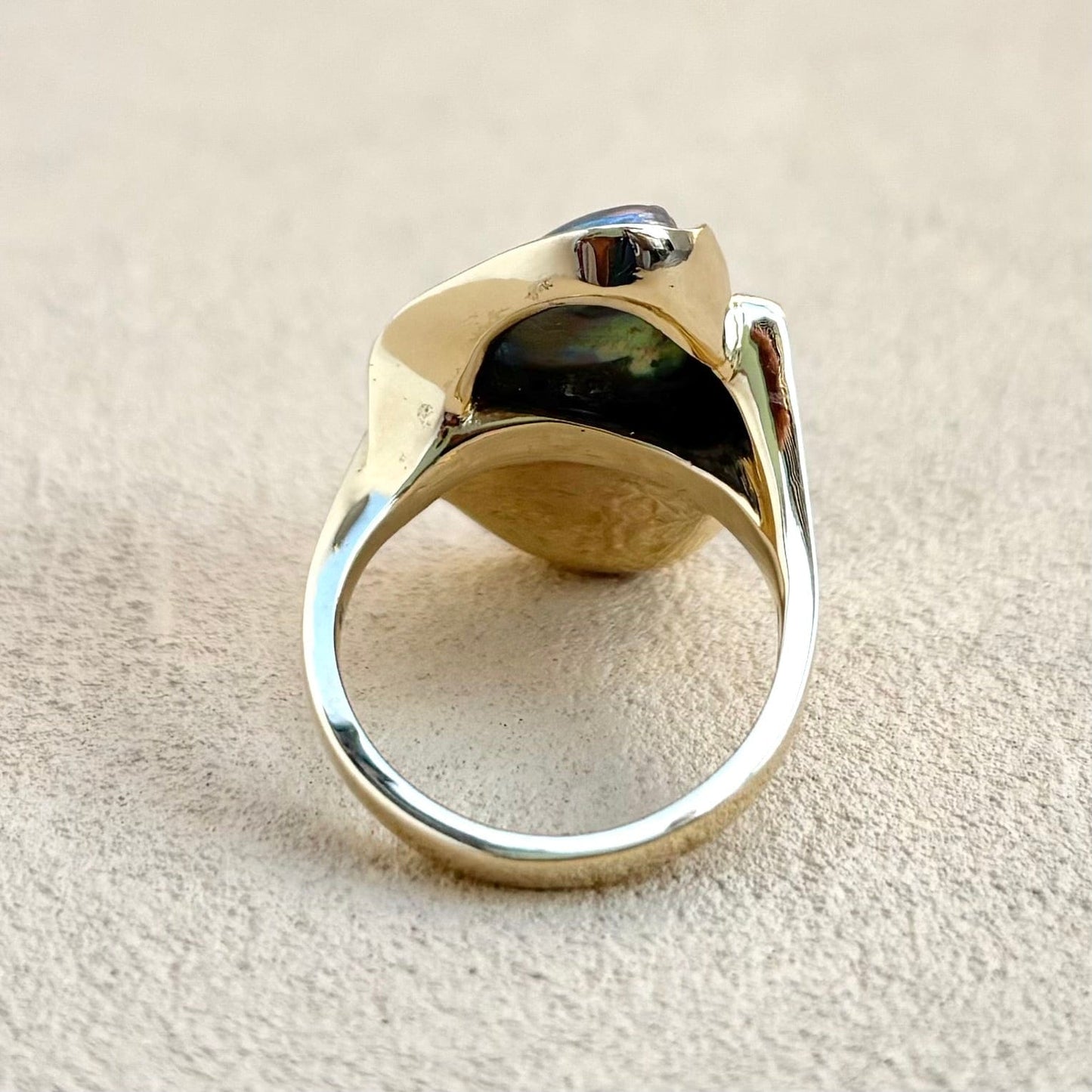 Rare Vintage Catalina Abalone Pearl 14K Gold Ring Michiko Inventory