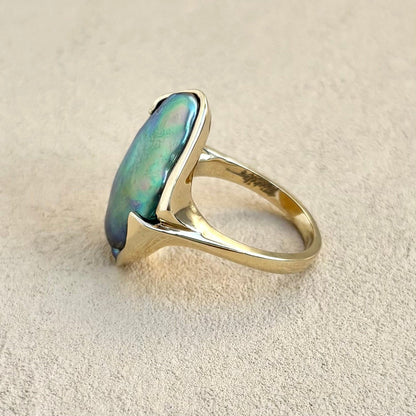Rare Vintage Catalina Abalone Pearl 14K Gold Ring Michiko Inventory