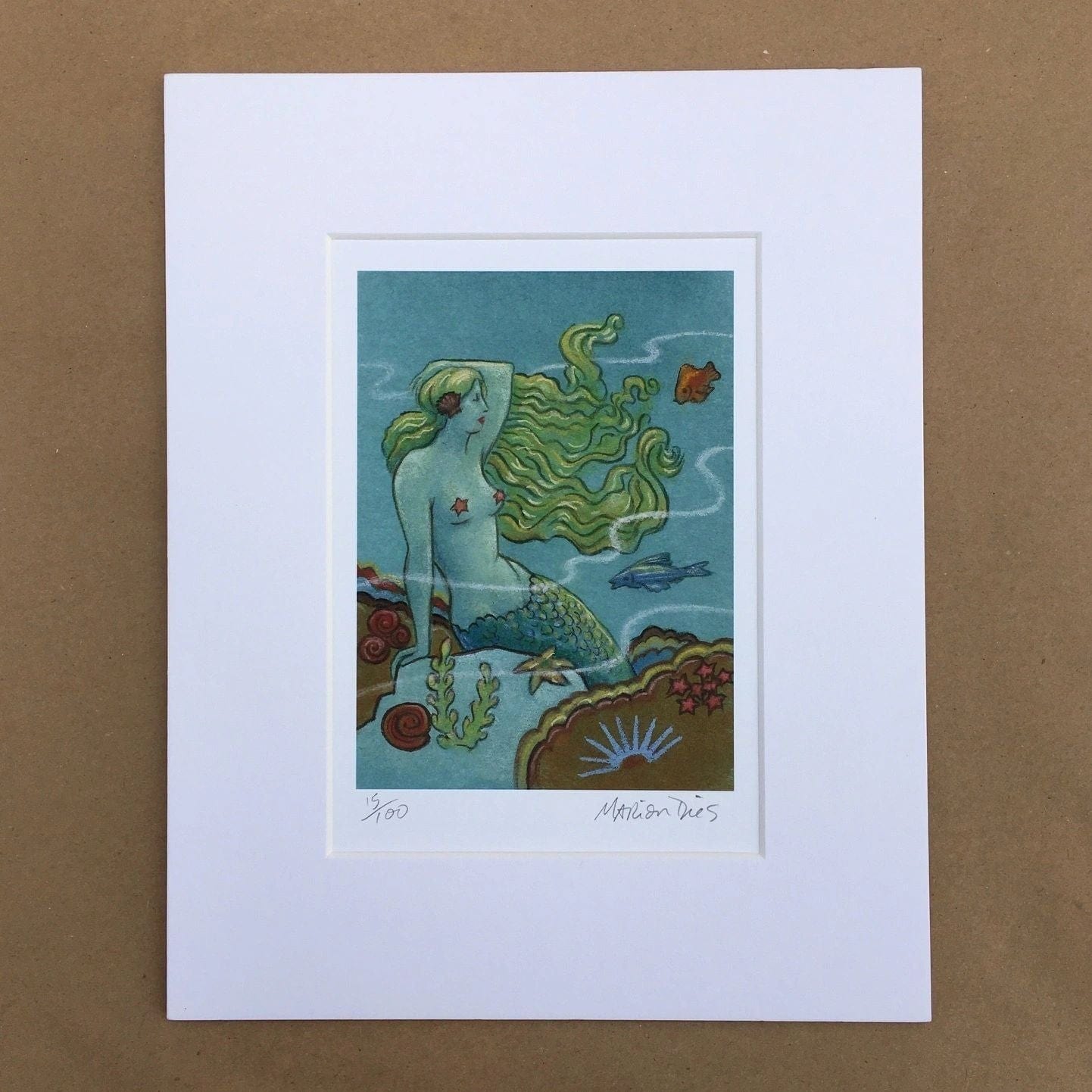 "Reclining Mermaid" Print Marion Dies Consignment