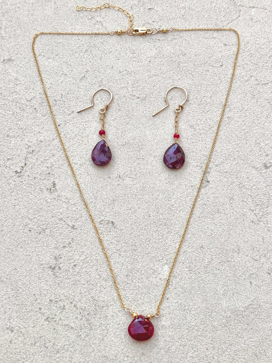 Ruby 14k GF Necklace Earrings Set Elise Peters Inventory