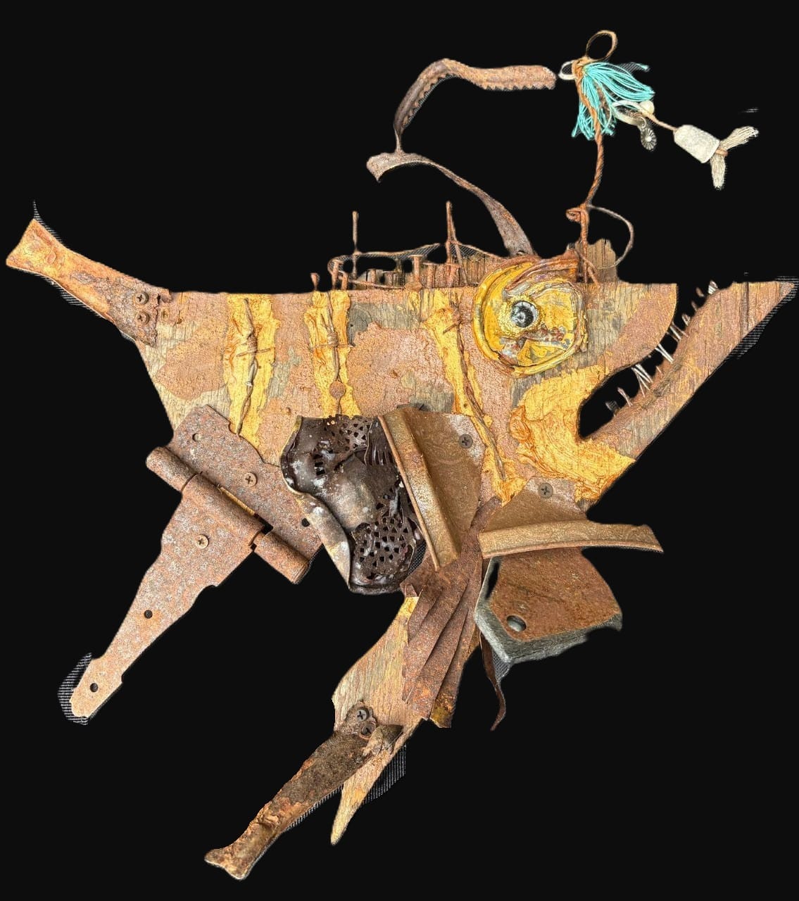 "Rust Angler" Upcycled/Eco-Folk Art Rodrigo Consignment