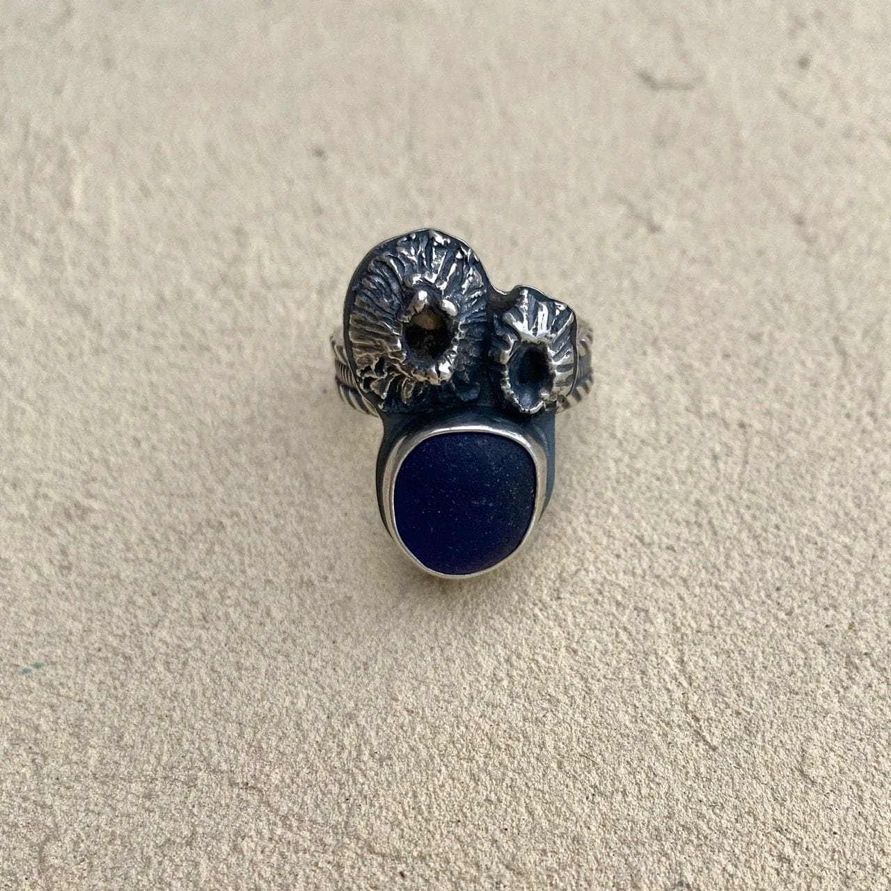 Sea Glass Barnacle Ring Amy Jahn Consignment Cobalt Sea Glass : Size 8.5