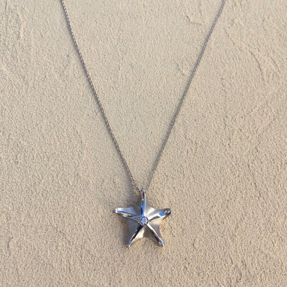 Sea Star Pendant With Diamond Michiko Consignment 14K White Gold : Small Sea Star with Chain (SET)