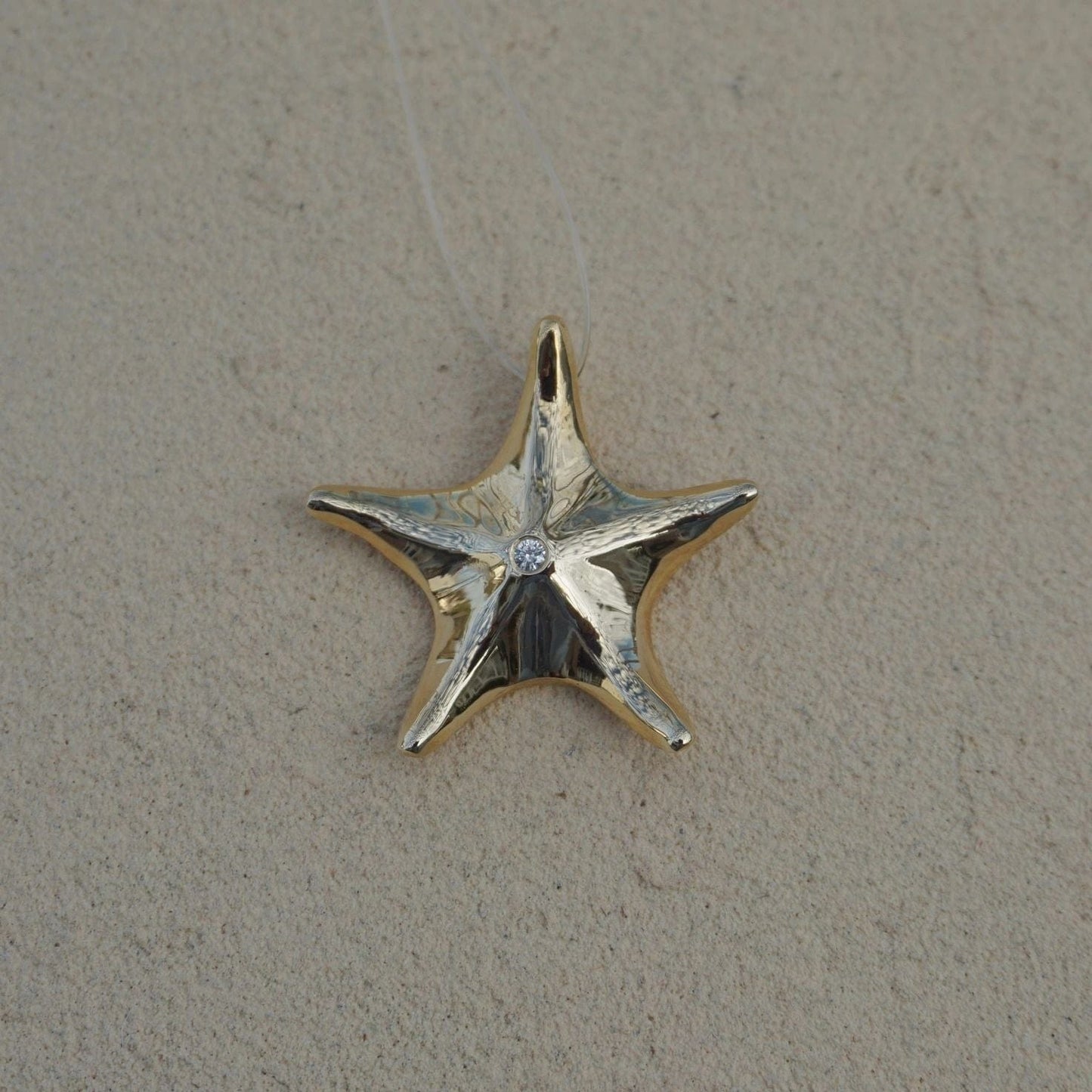 Sea Star Pendant With Diamond Michiko Consignment 14K Yellow Gold: Medium Sea Star