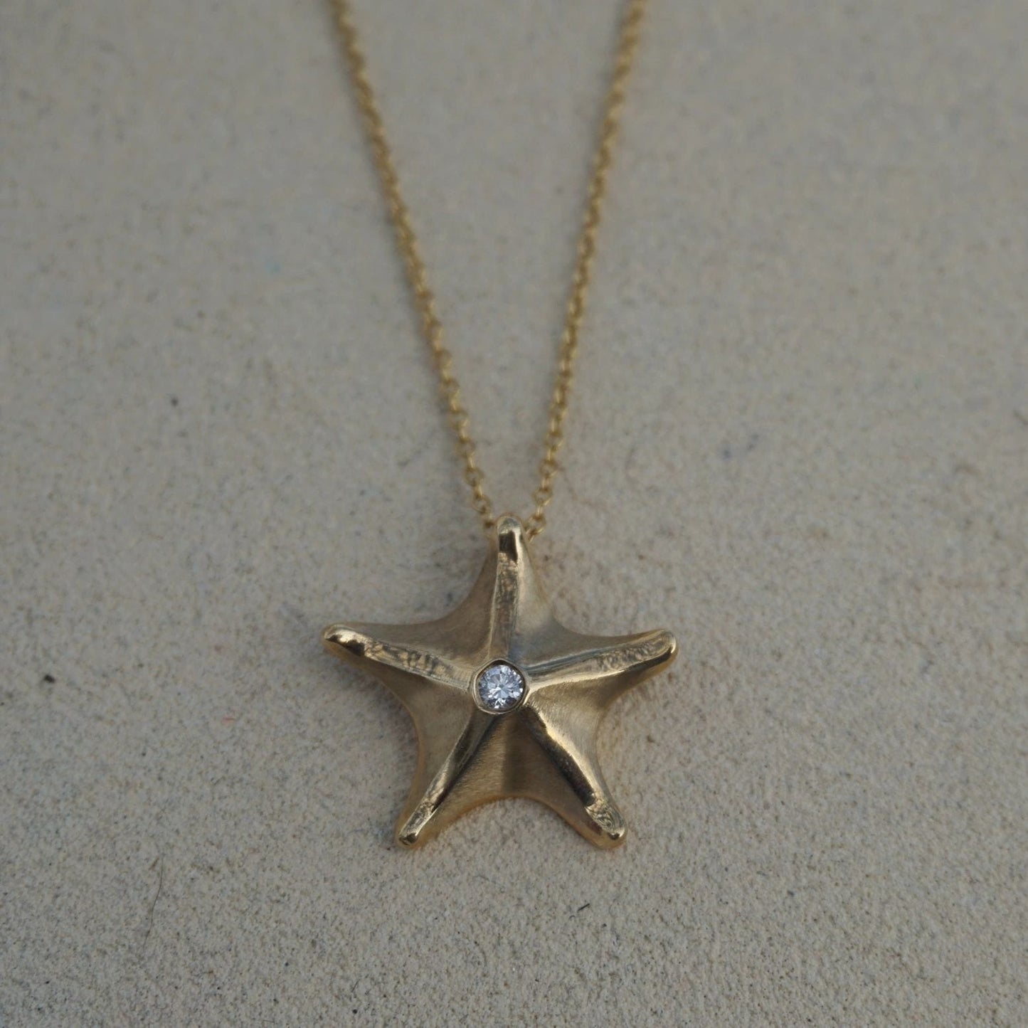 Sea Star Pendant With Diamond Michiko Consignment 14K Yellow Gold : Small Sea Star with Chain (SET)