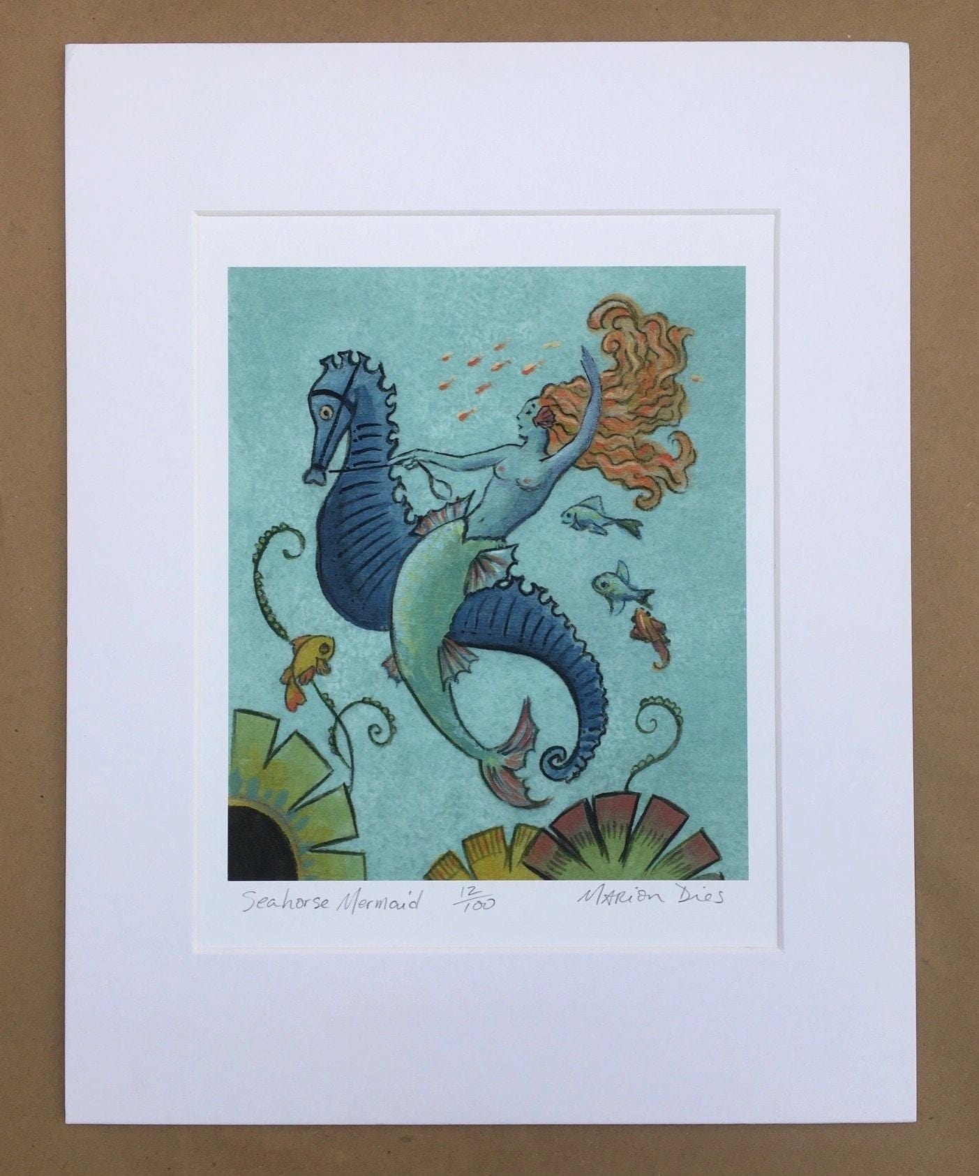 "Seahorse Mermaid" Print Marion Dies Consignment