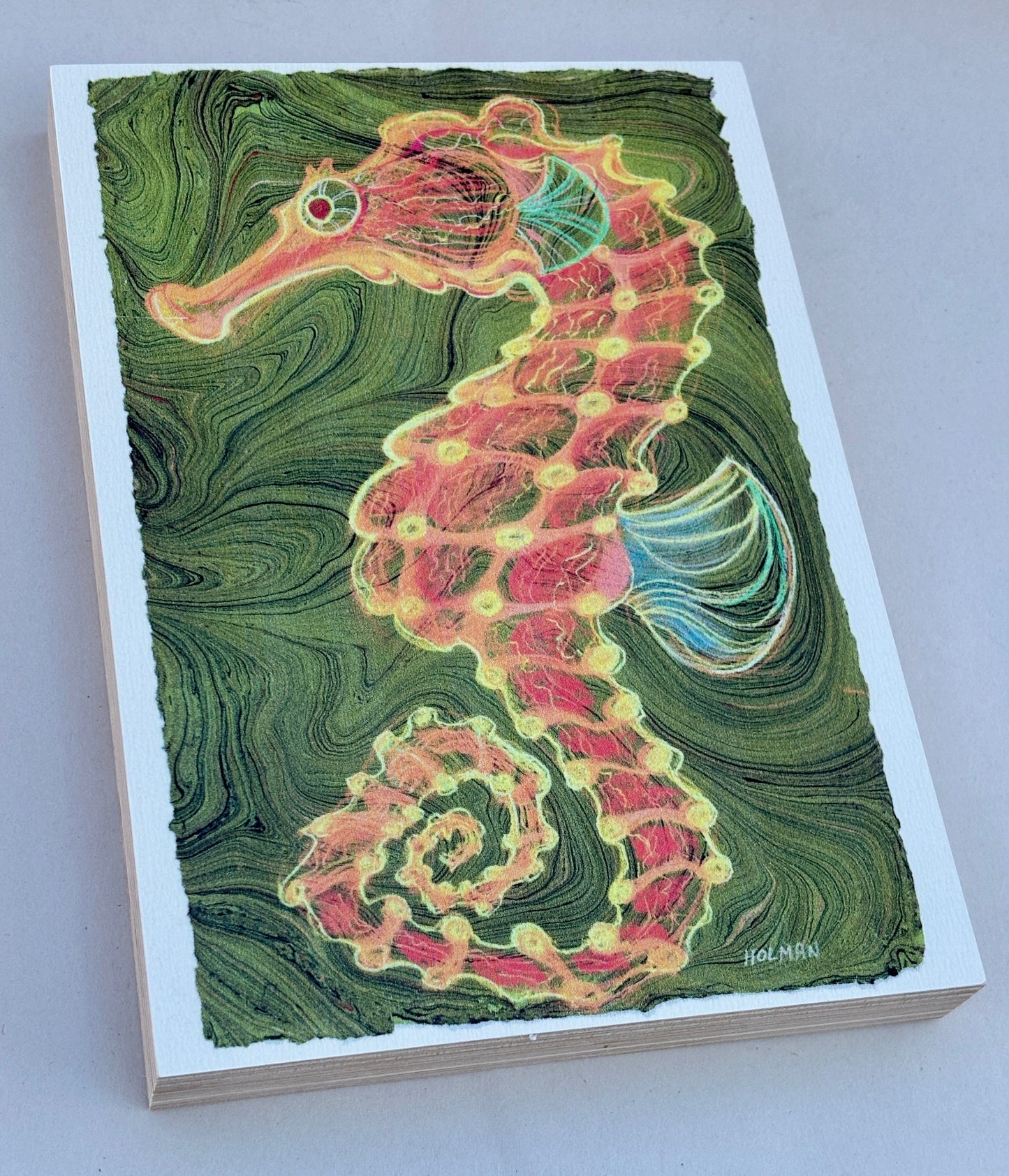 Seahorse Print on Wooden Panel Stephen Holman Consignment