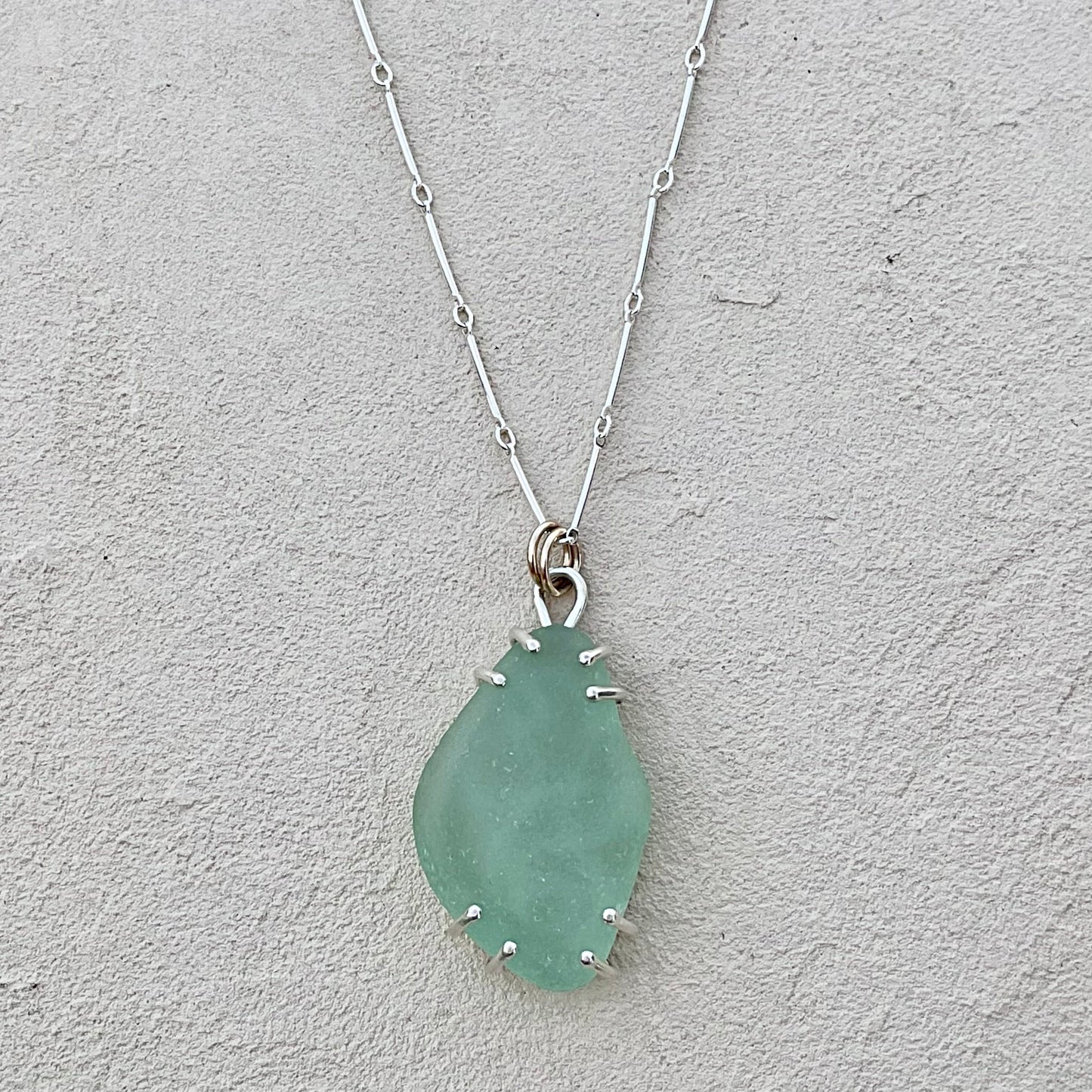 Seaweed Sea Glass Prong Sterling Necklace J. Anderson LTL Inventory