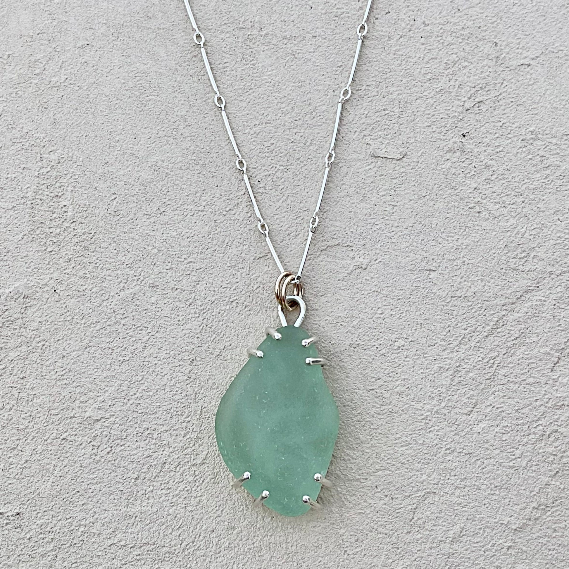 Seaweed Sea Glass Prong Sterling Necklace J. Anderson LTL Inventory
