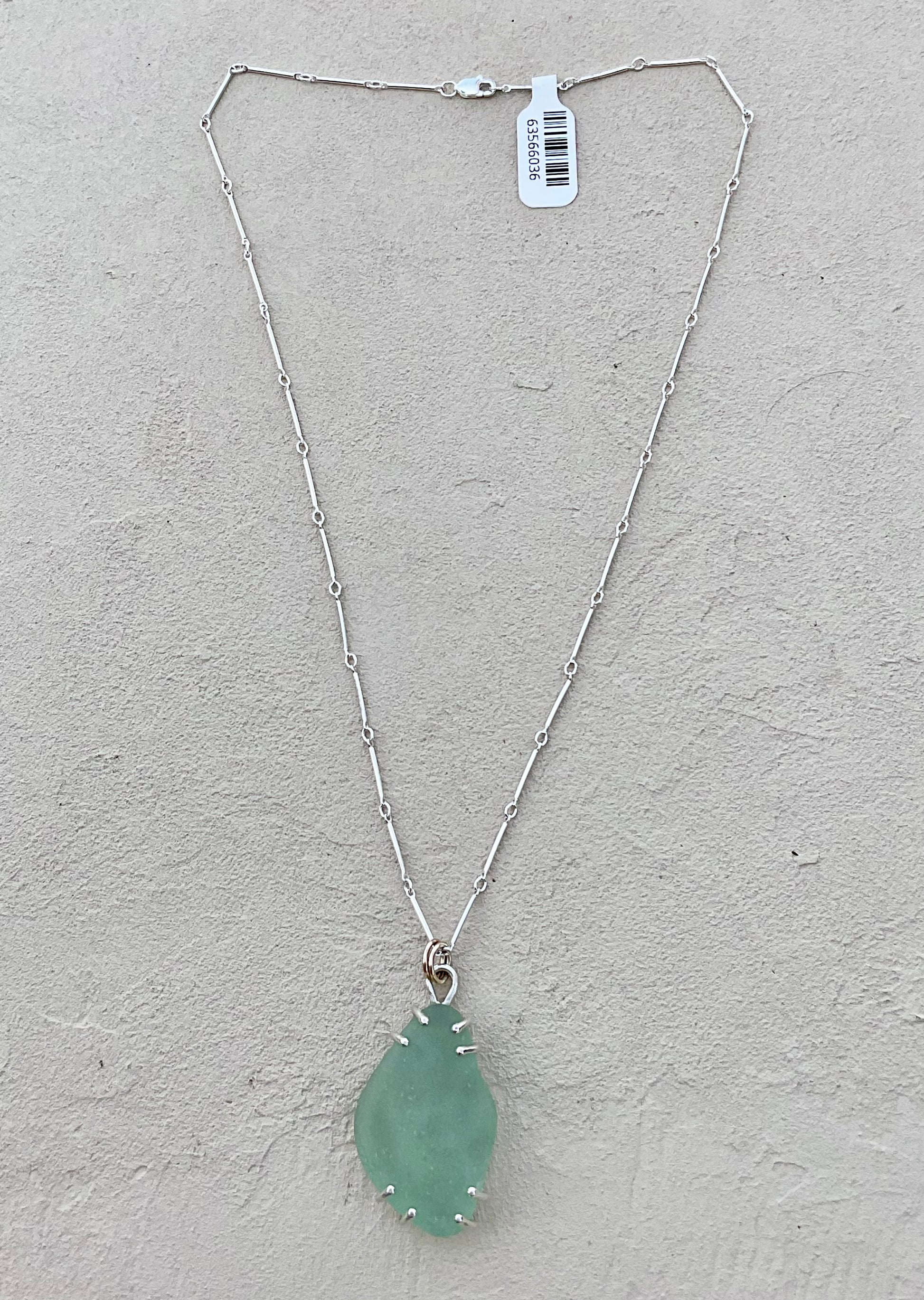 Seaweed Sea Glass Prong Sterling Necklace J. Anderson LTL Inventory