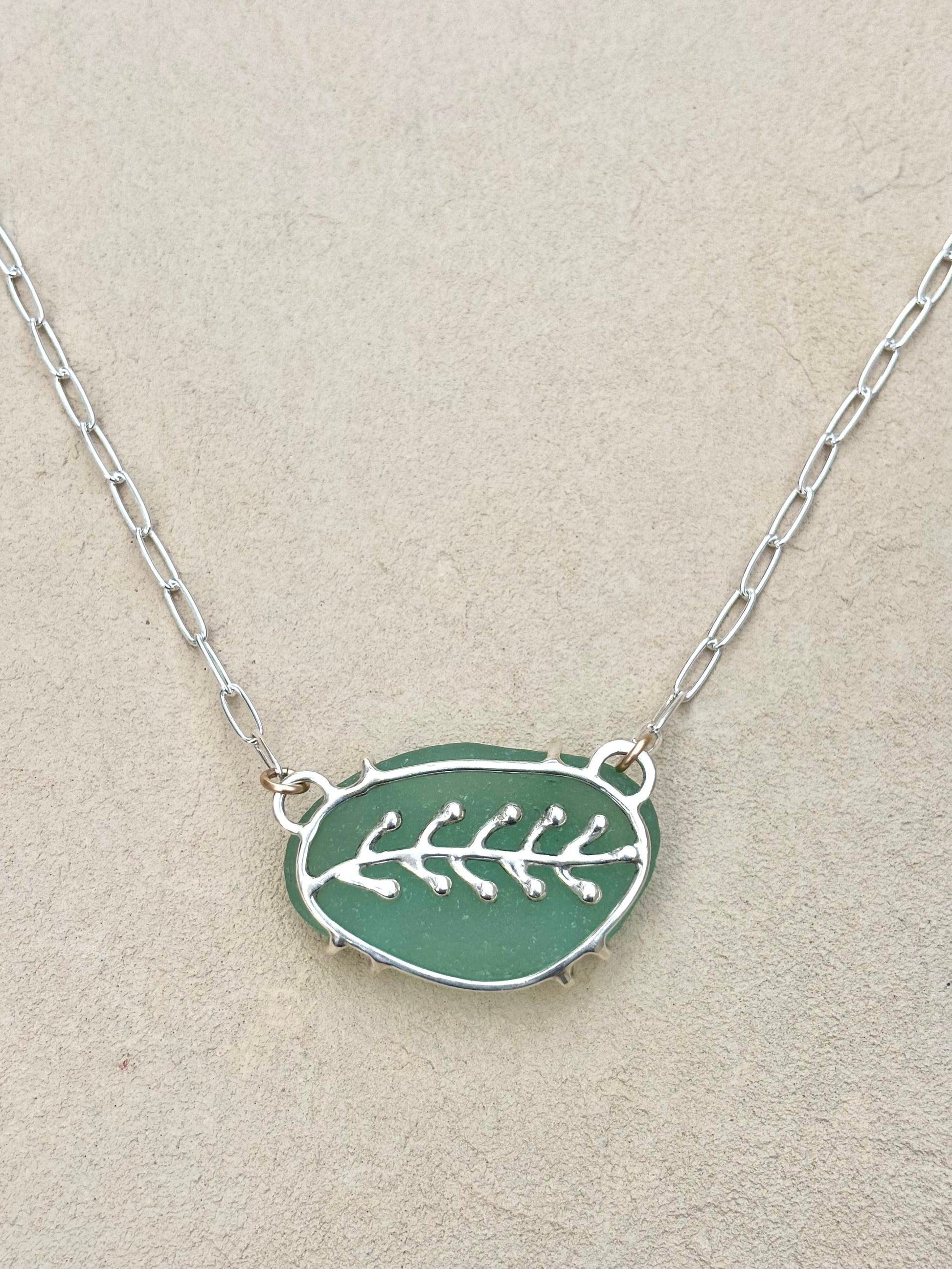 Seaweed Sea Glass Sterling Necklace J. Anderson LTL Inventory