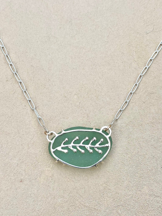 Seaweed Sea Glass Sterling Necklace J. Anderson LTL Inventory