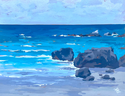 "Shark Harbor" Original Acrylic Painting by Kallie Kallie Consignment