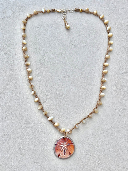 Short Semi-Precious Stone Necklaces- Bronze Pendants (Assortment) Heidi Duran Inventory Sand Dollar : Mother of Pearl
