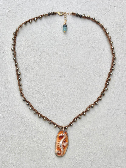 Short Semi-Precious Stone Necklaces- Bronze Pendants (Assortment) Heidi Duran Inventory Seahorse : Pyrite