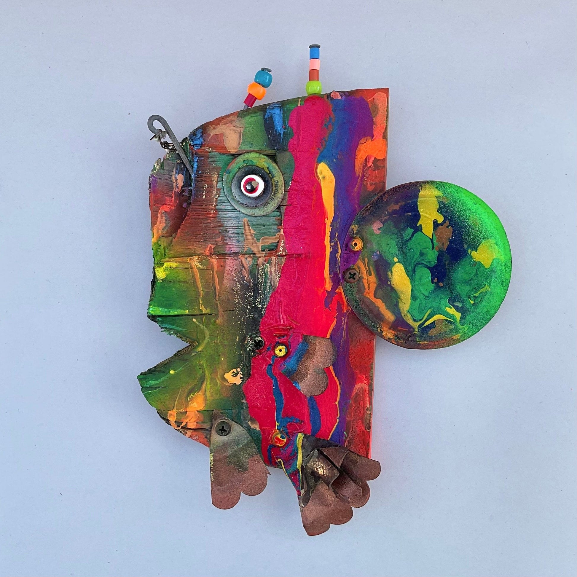 Skateboard Fish - Eco/Mixed Media Art Rodrigo Consignment Skateboard Fish "Rainbow" : 10" X 7" X 1"