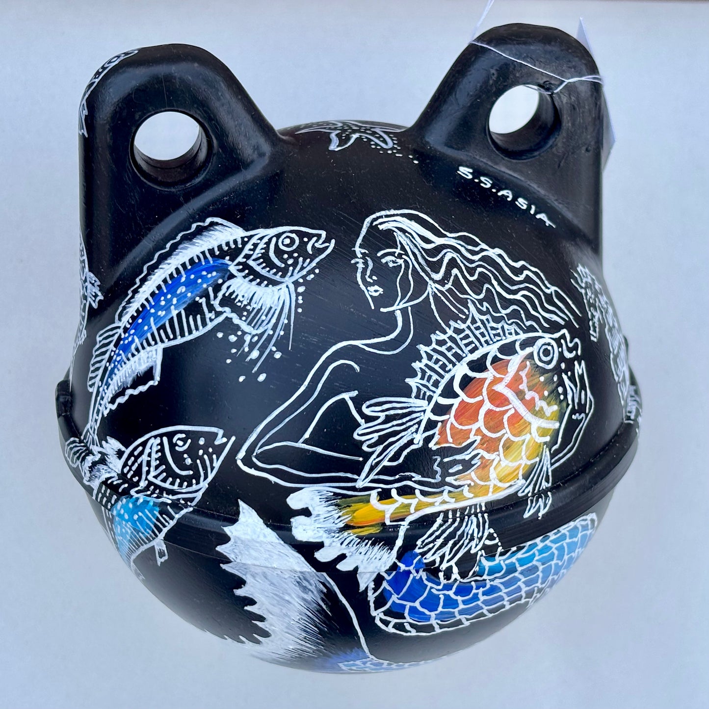 Small Buoys with Mermaids and Halibuts 5" Magdalena Consignment Black Buoy (Mermaid)