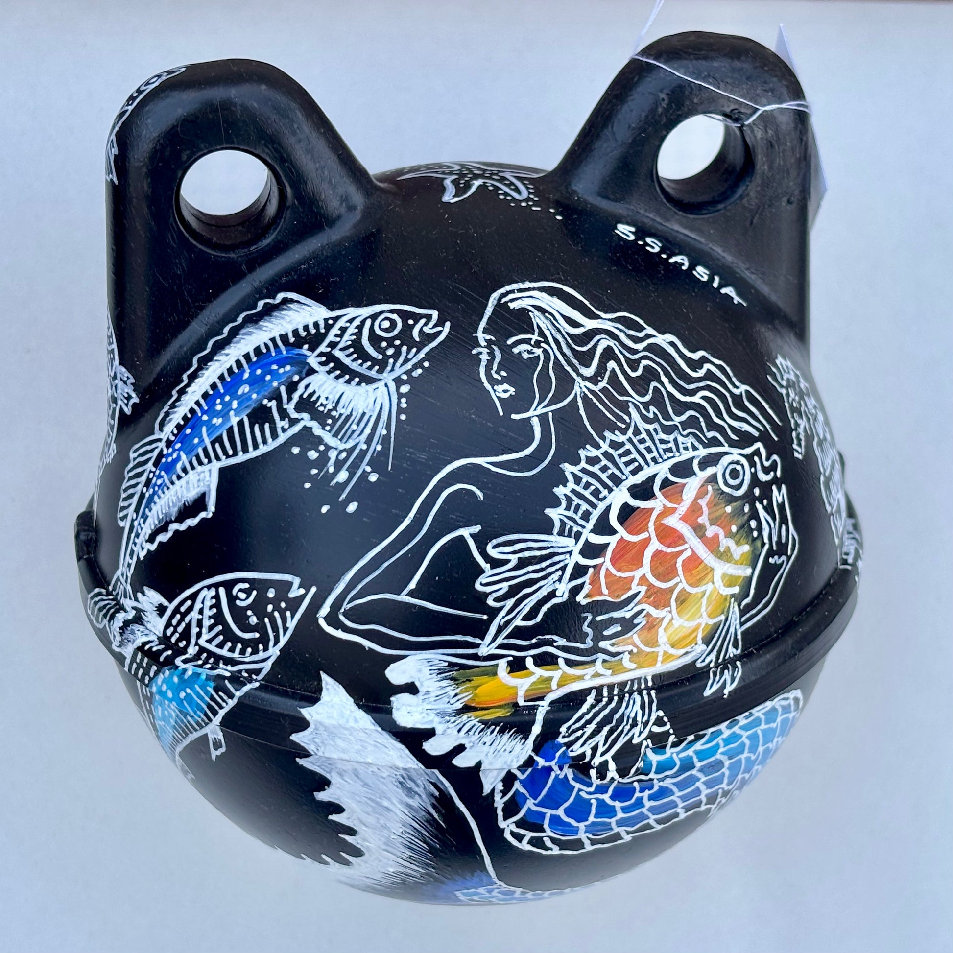 Small Buoys with Mermaids and Halibuts 5" Magdalena Consignment Black Buoy (Mermaid)