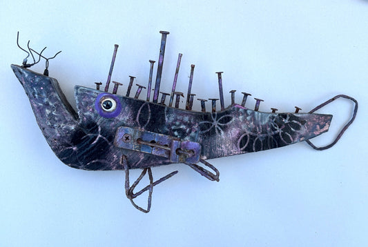 Small Fish - Eco-Folk Art Rodrigo Consignment Black /Silver Fish