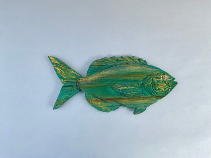 Small/ Medium Wooden Fish by Daniel Daniel Floyd Consignment Kelly-Green with gold :