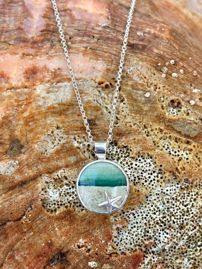 Small Opalized Wood Beach Scene - Sterling Silver Necklace Amy Jahn Consignment #1