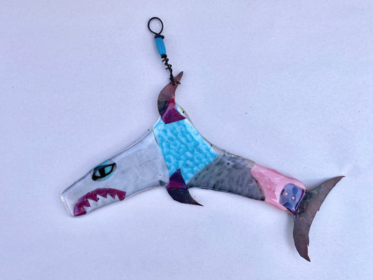 Small Shark - Fused Glass and Metal Wired Glass Inventory