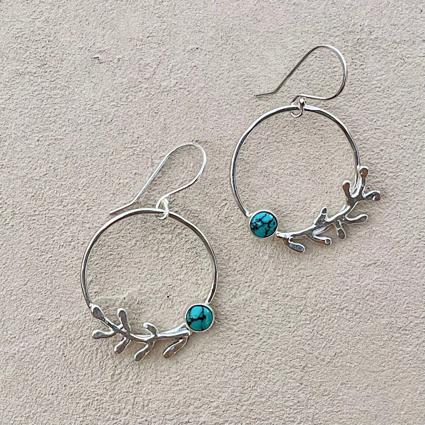 Sterling Barnacle Hoop Earrings (Turquoise) J. Anderson LTL Inventory