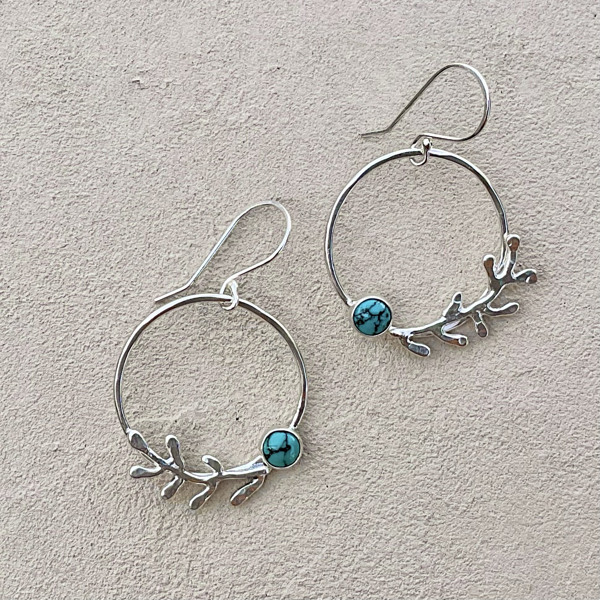 Sterling Barnacle Hoop Earrings (Turquoise) J. Anderson LTL Inventory