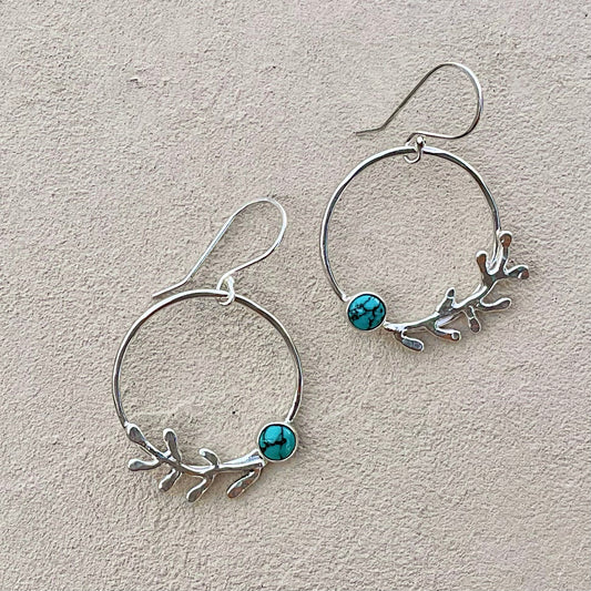Sterling Barnacle Hoop Earrings (Turquoise) J. Anderson LTL Inventory