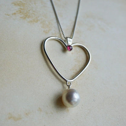 Sterling Heart with Pearl and Gem Stone Amy Jahn Consignment