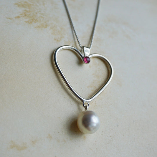 Sterling Heart with Pearl and Gem Stone Amy Jahn Consignment