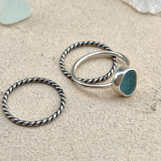 Sterling Sea Glass Stacker Ring Set J. Anderson LTL Inventory
