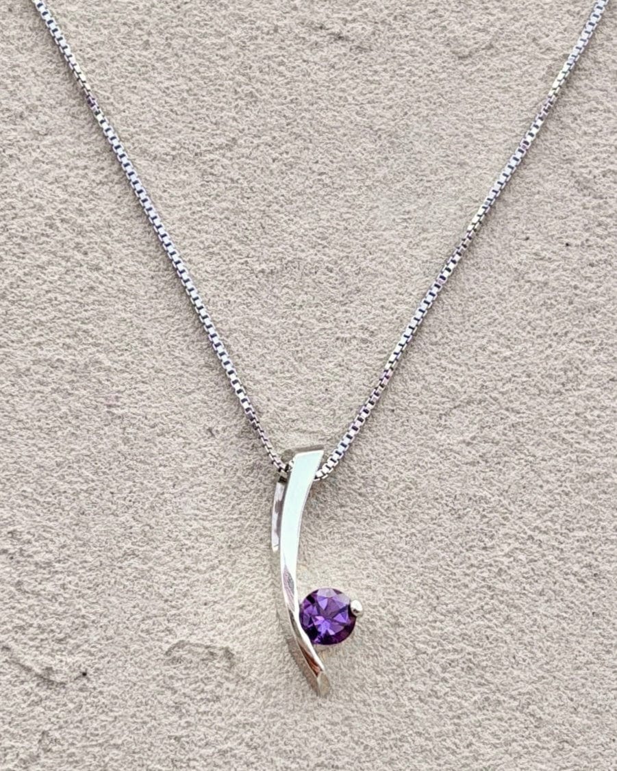 Sterling Silver Pendants with Semi-Precious Stones Michiko Consignment Amethyst