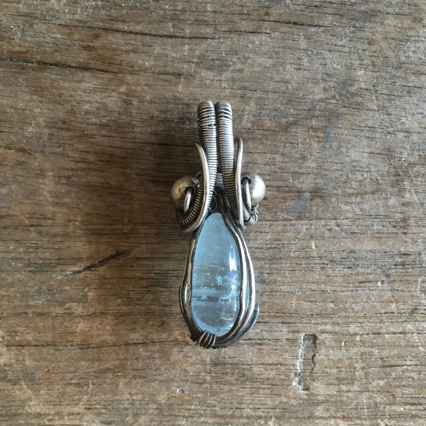 Sterling Wire Wrapped Aquamarine Pendant Tom Hatton Consignment