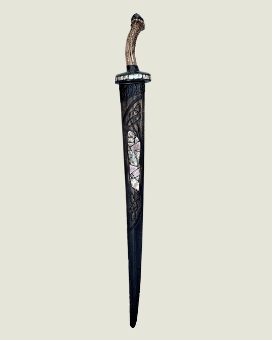 Swordfish Bill Sword - Wall Sculpture BUCK LOPEZ Consignment Celtic-style with Abalone  : 34.5"