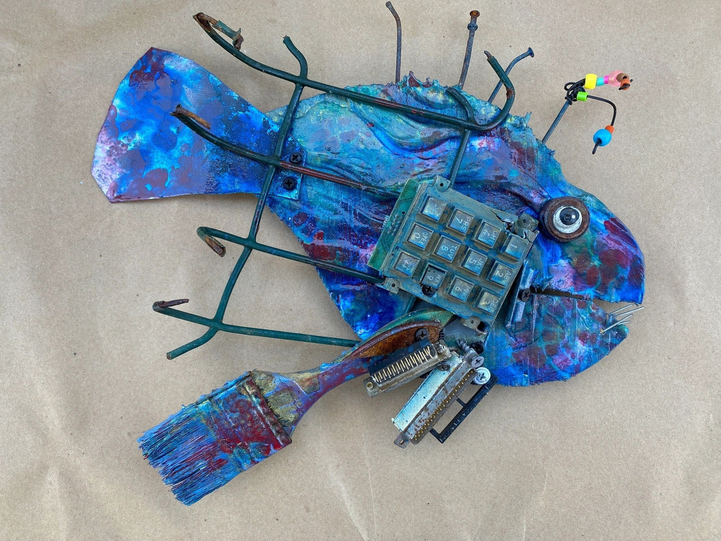 "Techno Computer" Fish Collection - Eco Art Rodrigo Consignment #4 "Blue Boy" : 14" x 13"