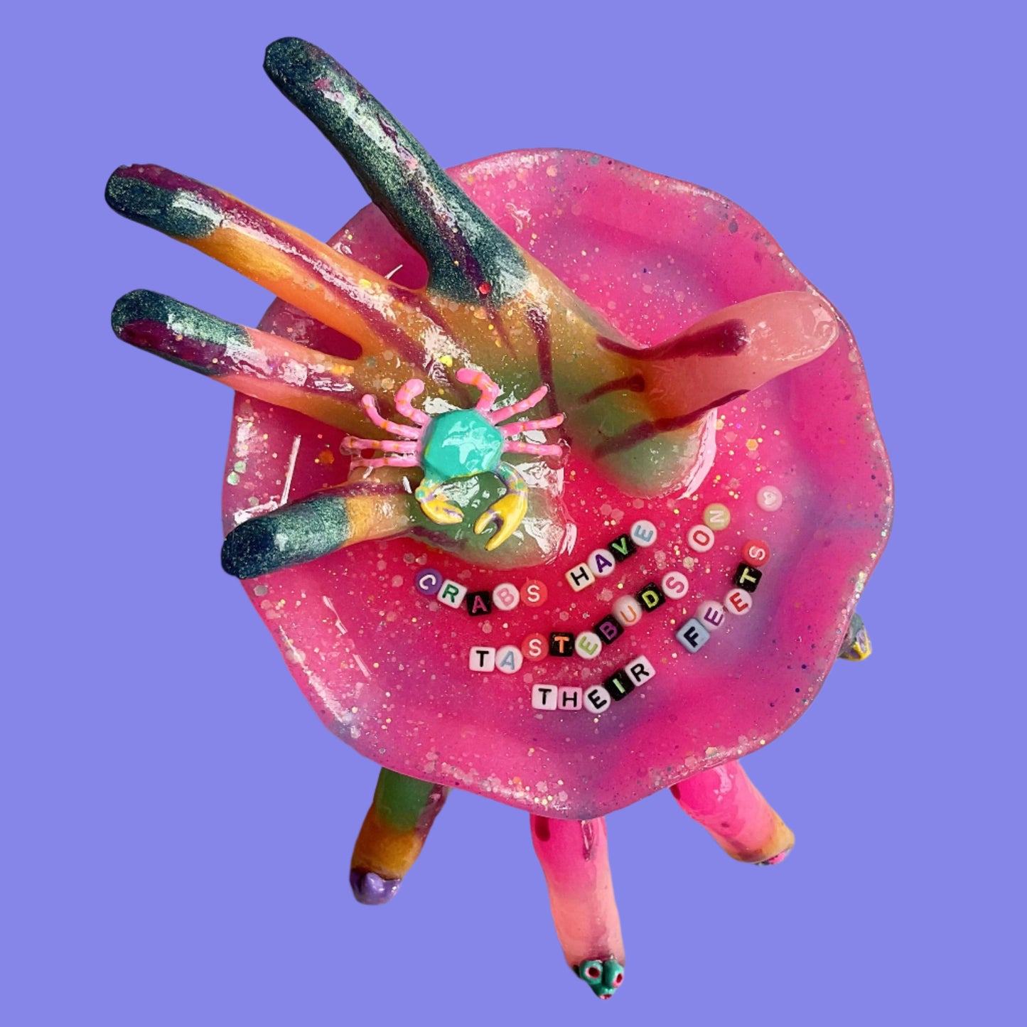 Tidepool Resin Hand Sculpture Andrea Forbush Consignment "Crabs Have Tastebuds on Their Feets"