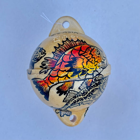 Tiny Buoys with Fish and Halibuts 2.75" Magdalena Consignment Mustard Yellow - Orange Fish