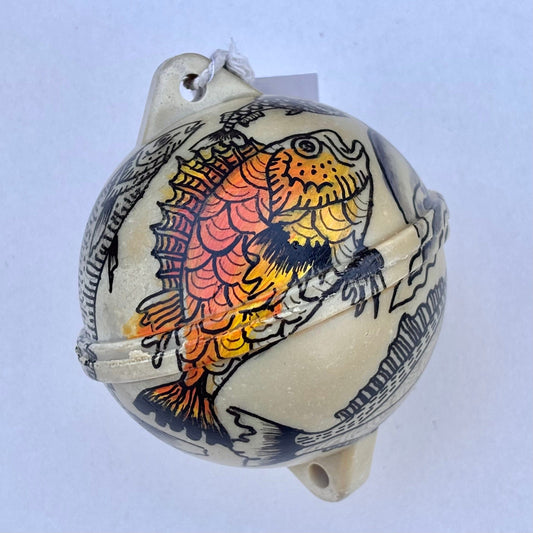 Tiny Buoys with Fish and Halibuts 2.75" Magdalena Consignment Oat - Blue Fish