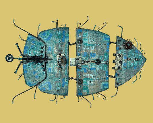 "Tribal Triptych Fish" Sculpture - Eco Folk Art/Mixed Media Rodrigo Consignment