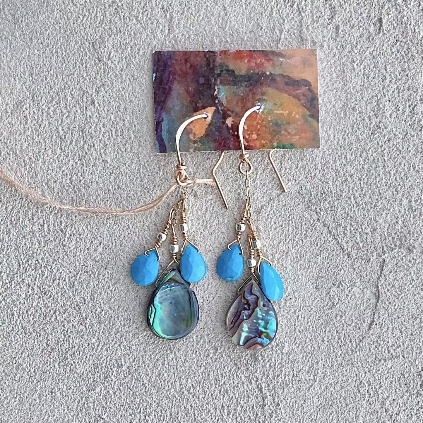 Turquoise 14K Gold-Filled Earrings Elise Peters Consignment Abalone and Turq.
