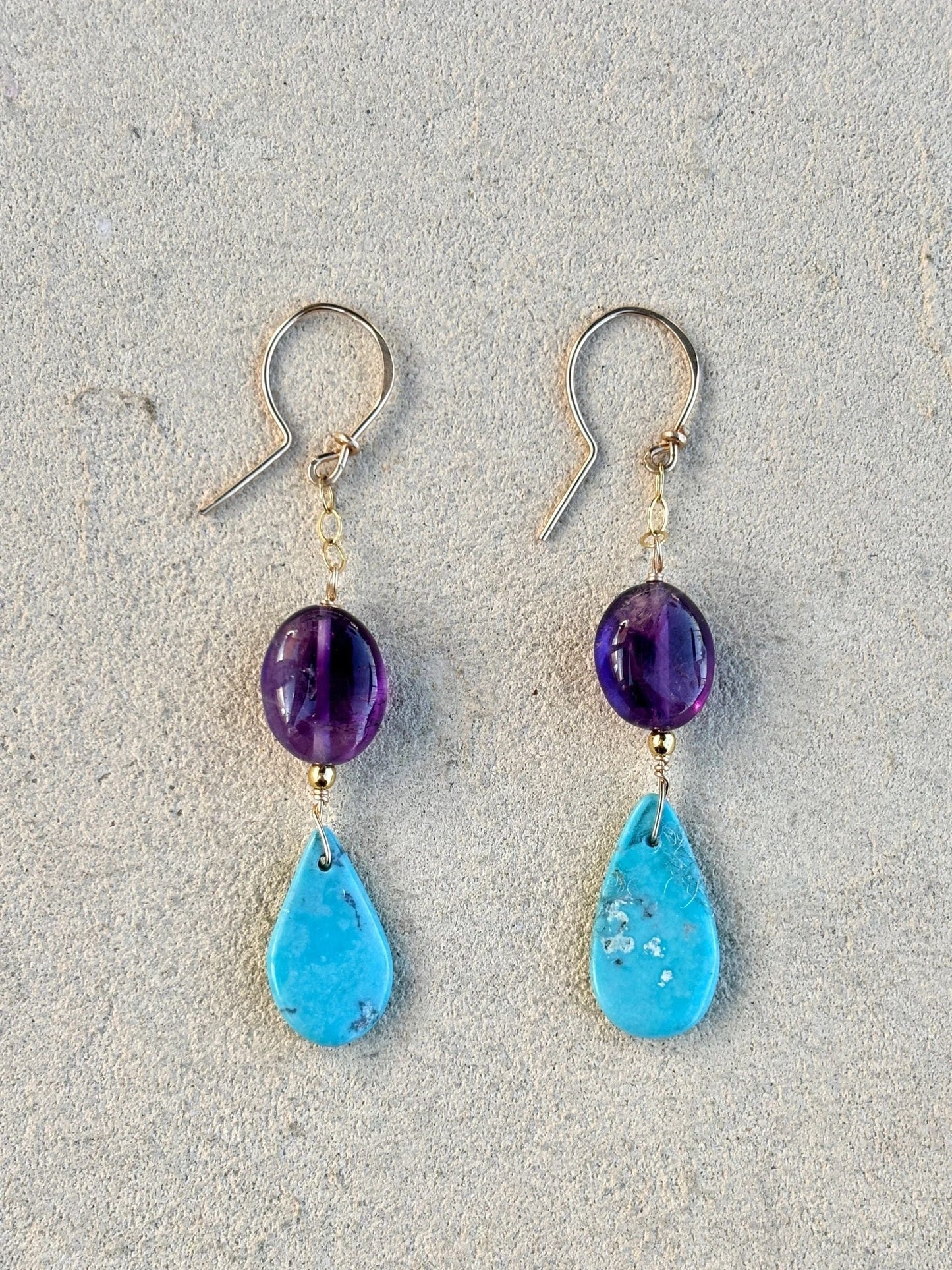 Turquoise 14K Gold-Filled Earrings Elise Peters Consignment Amethyst and Turq.